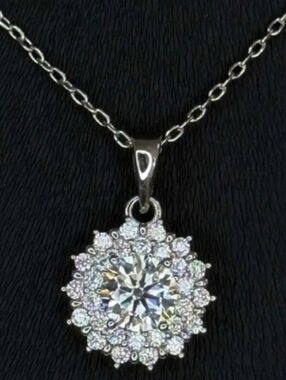NEW Moissanite Pendant Necklace w/ GRA Paperwork In Gift Box